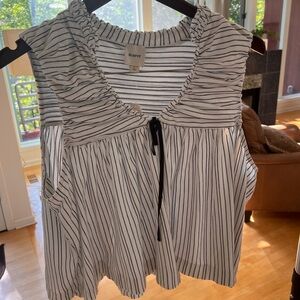 Anthropologie Black and White Striped Women's Top
